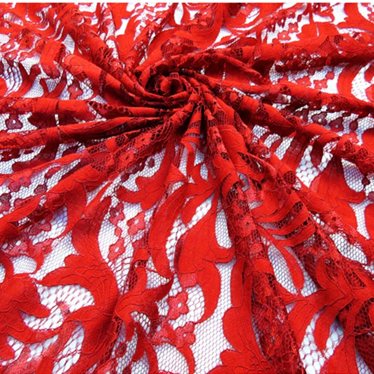 
Wholesale Newest Design High Quality Red and Black Bougainvillea polyester lace fabric for Making Costume 