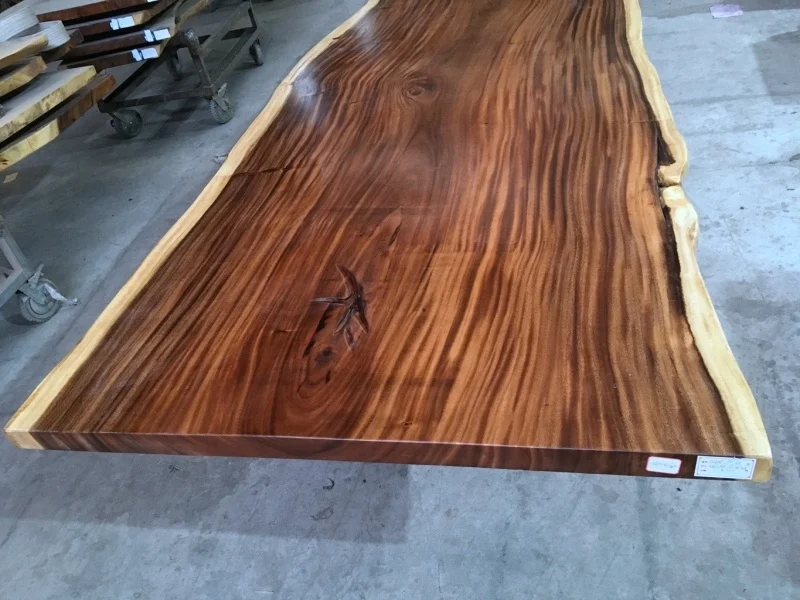16ft long walnut parota wood slab large size 12 seater live edge dining table