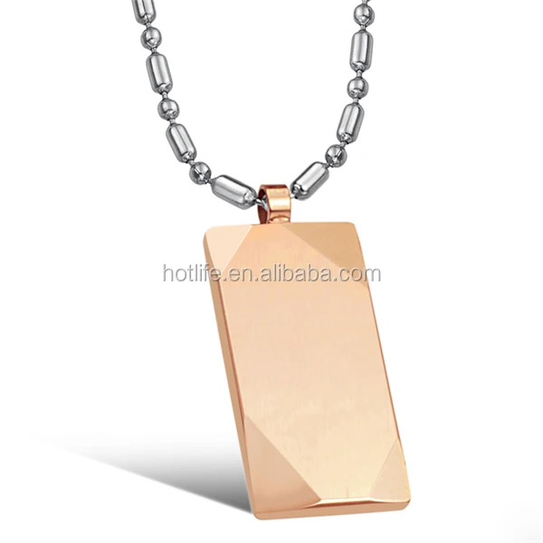 Men jewelry rose gold plating tungsten Steel energy pendant with metal necklace