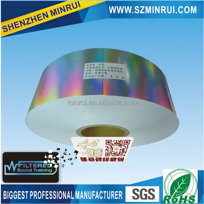 holographic ultra destructible label paper hologram eggshell sticker vinyl roll