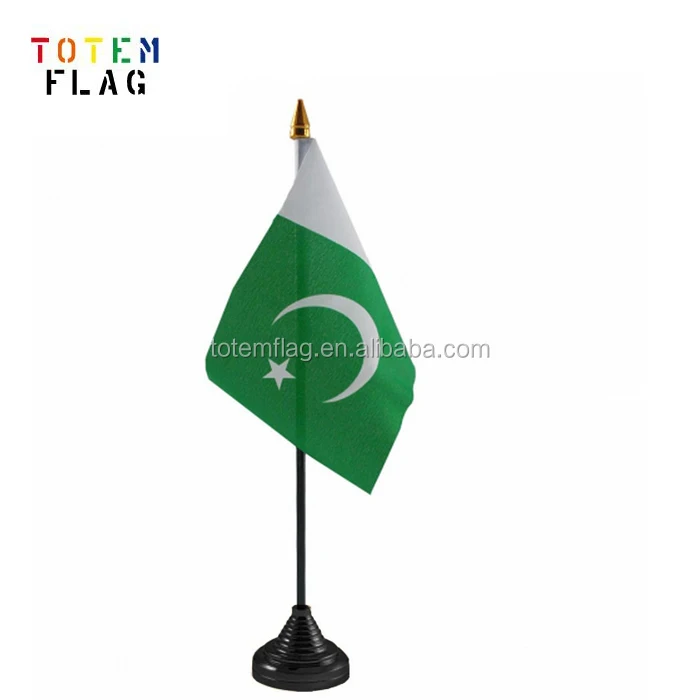 Pakistan table flag desk flag with plastic separable pole and base