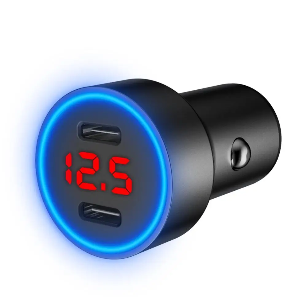 Usb Type C Car Charger Led Display 40W Double PD Car Charger mobile phone charger