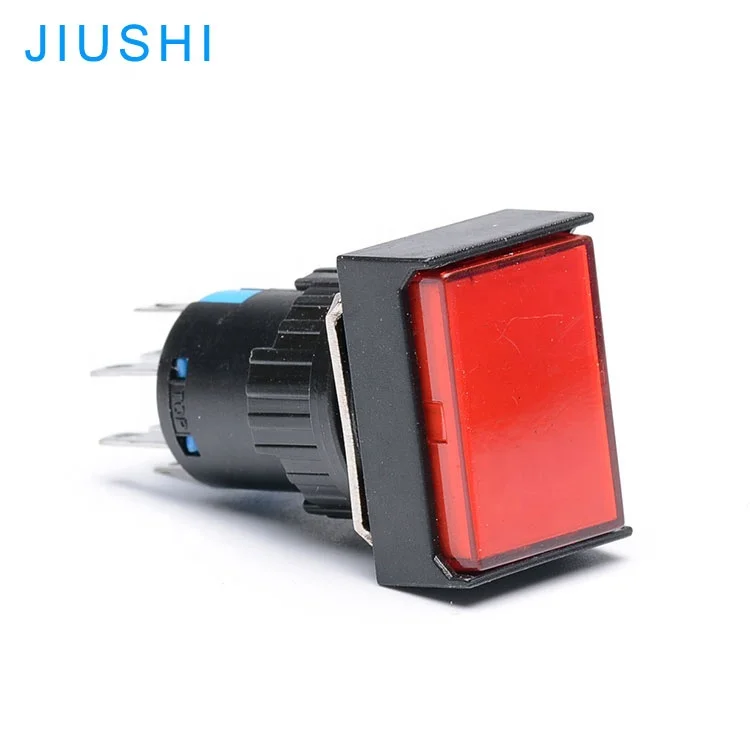 LA16J-22D rectangular 16mm momentary push button switch illuminated  8 pins 2NO 2NC