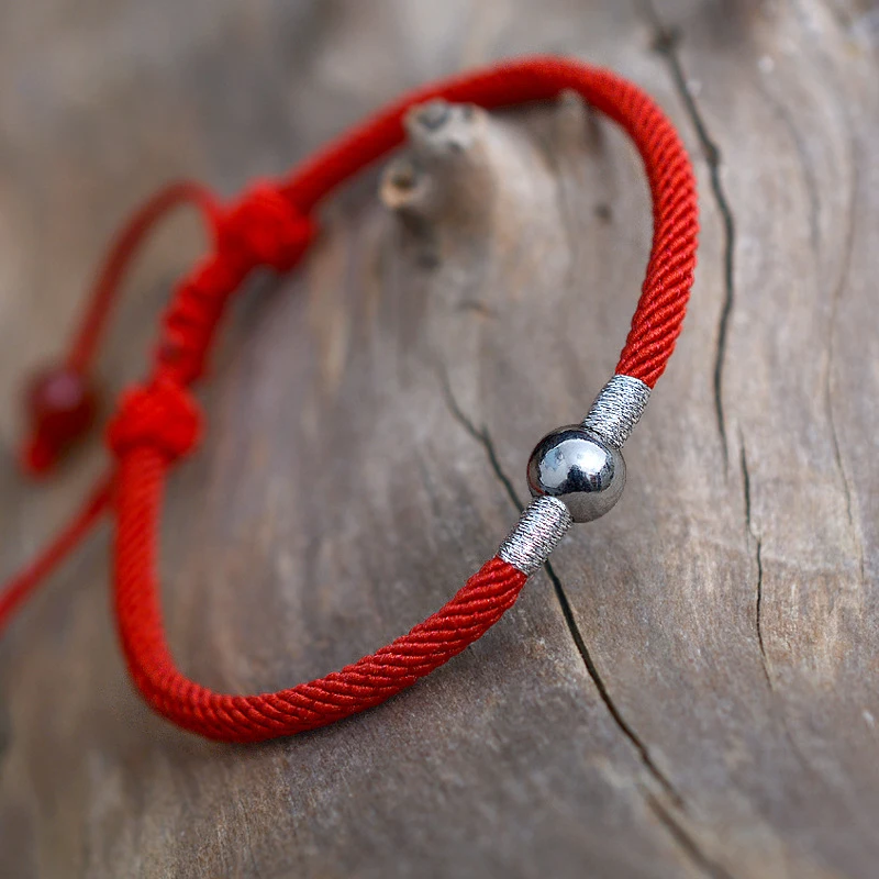 
LONGJIE factory direct wholesale manual weaving transfer 925 sterling silver bead red rope bracelet accept customized 