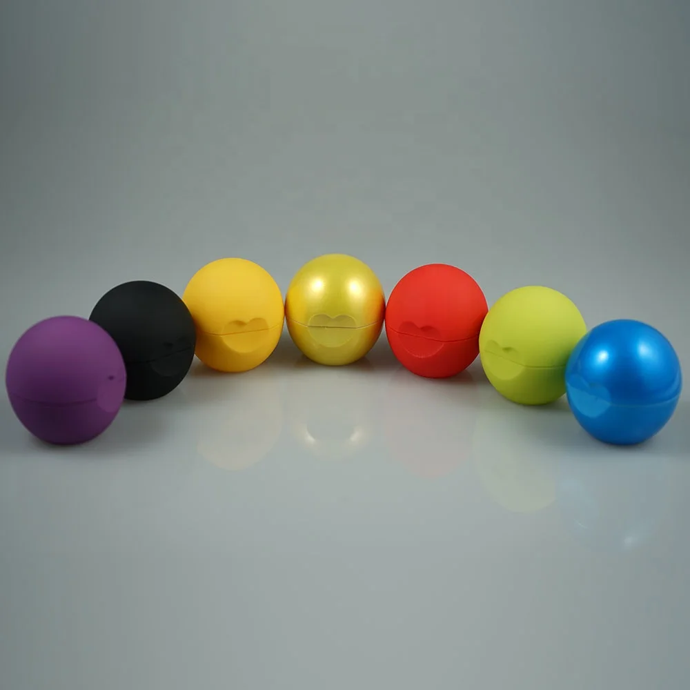 P-Lan Brand Stock 100pcs 7g Colorful Screw Cap Cute Ball Shaped Wholesale Empty Lip Balm Container