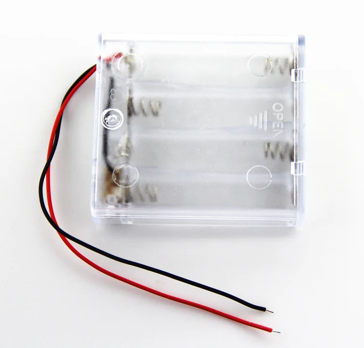 4 держателя батарейки AA, 6 в держатель, держатель батарейного отсека с переключателем/крышкой/свинцовый прозрачный белый A00055