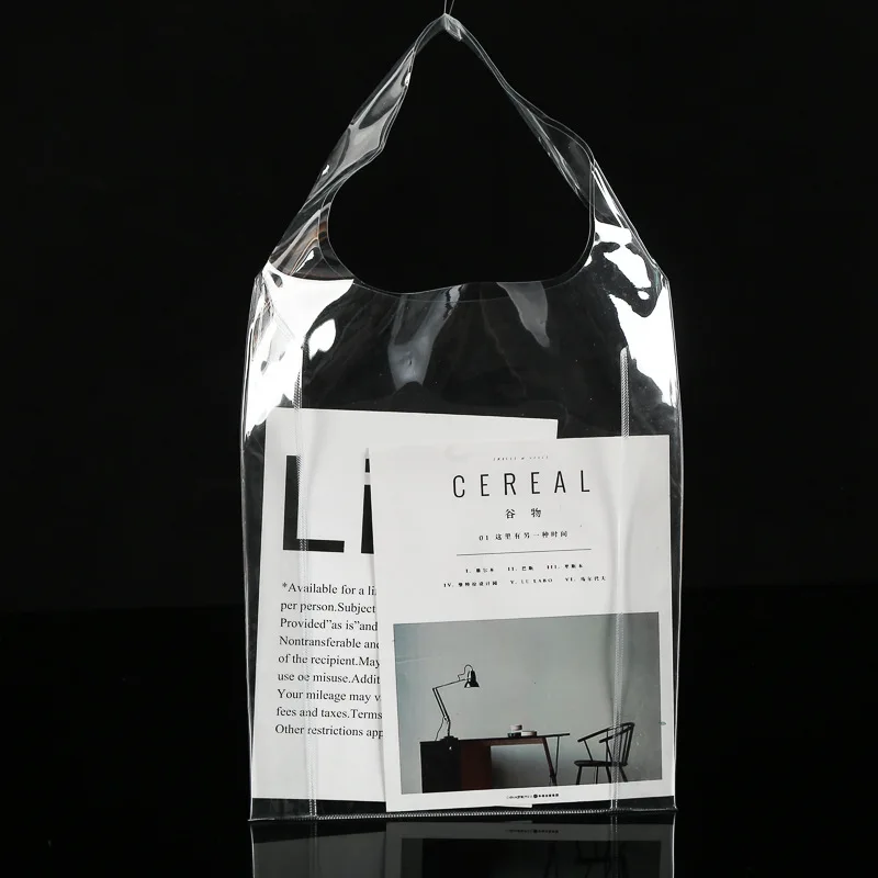 Clear Tote Crossbody Shopper Bag Handles Shoulder Strap PVC Plastic Vinyl bag