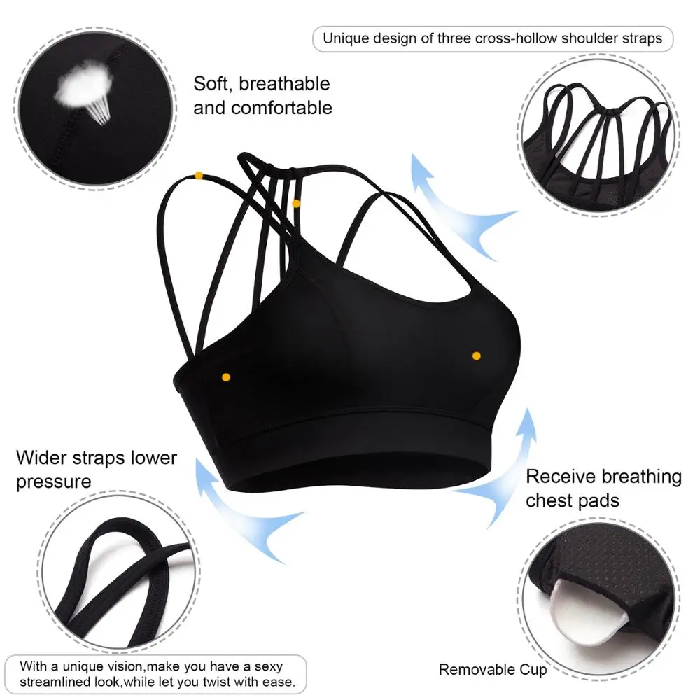 Женские спортивные бюстгальтеры черный бюстгальтер с мягкими чашечками для тренировок топы бега 38DD ударный
