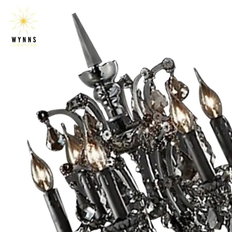 Rococo crystal desk chandelier lighting black iron clear K9 cristal table lamp decoration LED large desk lighting for dining