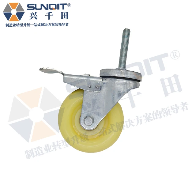 Professional Made Wear-resistant Industry Fixed Caster Polyurethane Trolley PU Wheels Roller Track