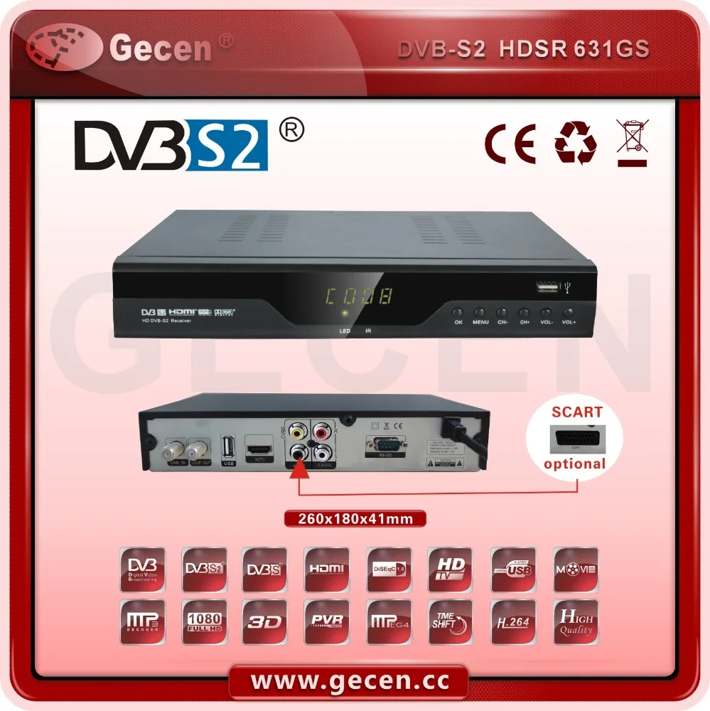 GecenHD Mpeg4 Digital FTA DVB-S2 Satellite receiver model HDSR 631GS