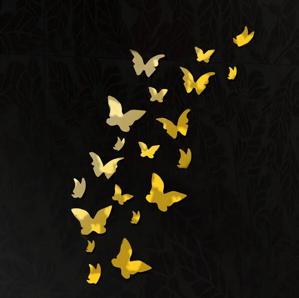 3D Design Butterfly Acrylic Wall Sticker Art Fashion Mirror Wall Sticker