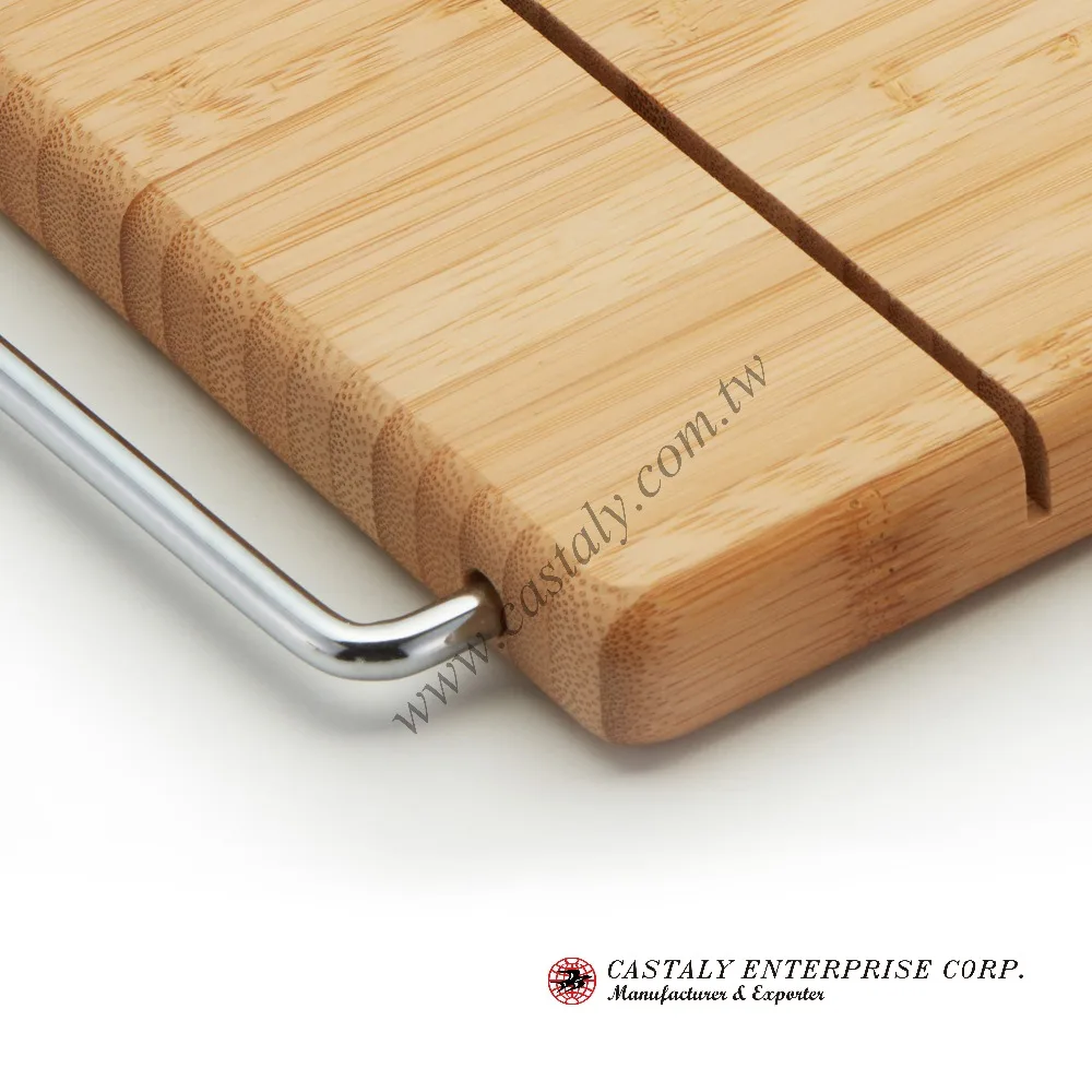Convenient Kitchen Tools Cheese Cutting Board Stainless Steel Wire Bamboo Board With Cheese Slicer Blade