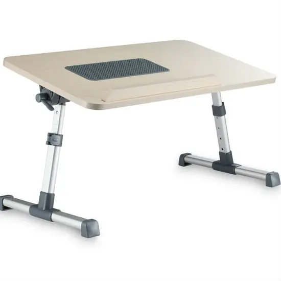 High quality  MDF wppden adjustable portable foldable laptop table with cooling fan on bed sofa