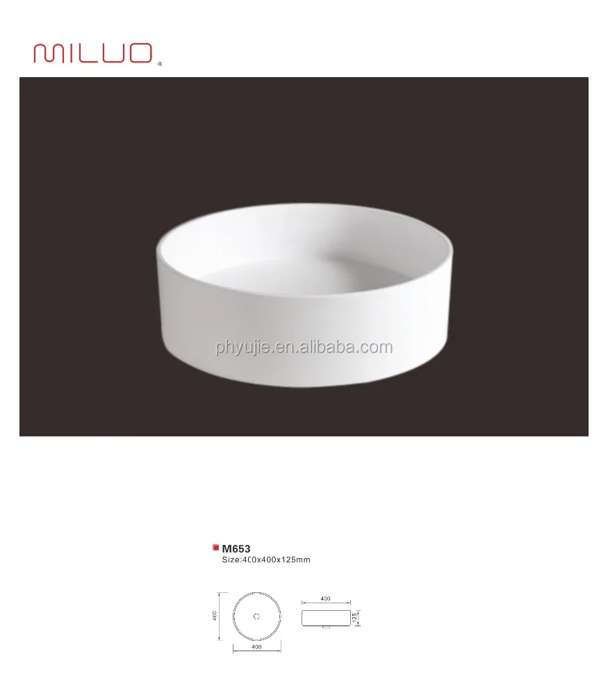 Hot Sale Man-made Marble Stone Basin Bathroom Basin Sink Modern Round Basin Bathroom Sinks M653