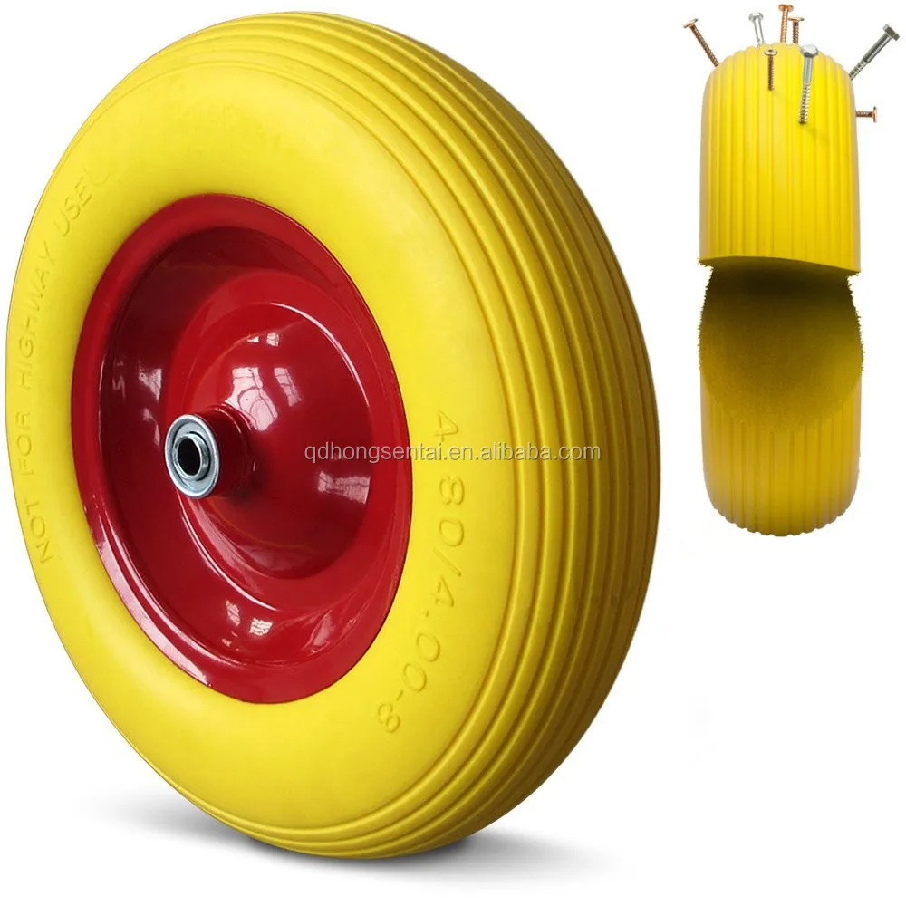 14 inch non-puncture pu foam sack truck hand truck flat free pu foam solid wheel for Italy market 3.50-8 with 12mm axle