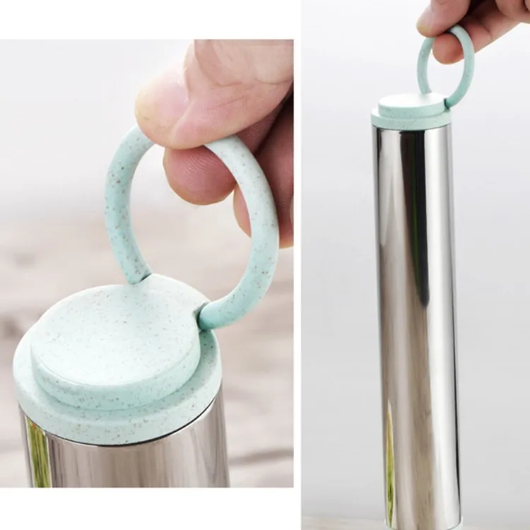 
Eco Friendly Cute Portable Cutlery Box Wheat Straw 304 Stainless Steel Spoon Fork Cutlery Set 