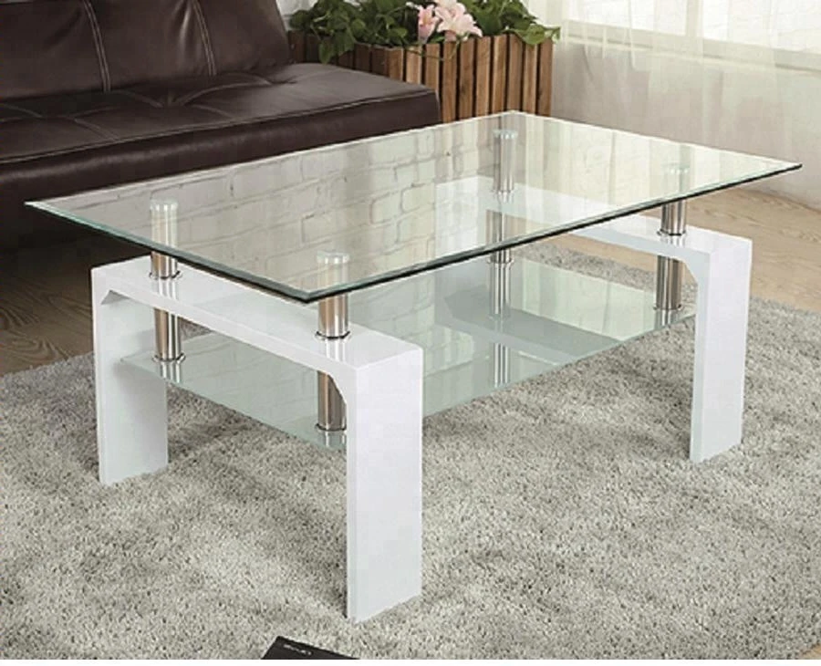 
Modern Living Room Furniture Tempered Glass Top Wooden MDF Legs Black Glass Coffee Table Tea Table 