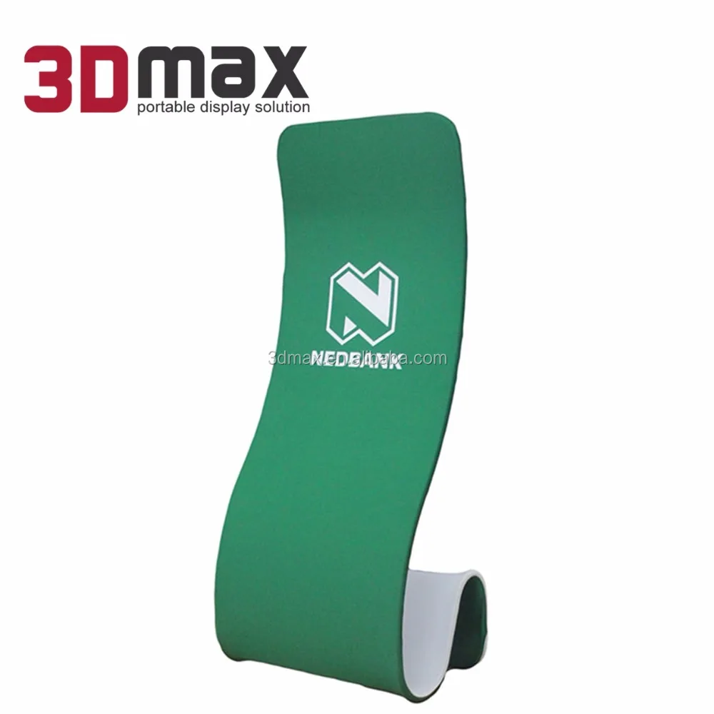 Trade Show Premium Vertical S Shape Portable Advertising Tension Fabric Banner Stand With Full Color Graphic Printing