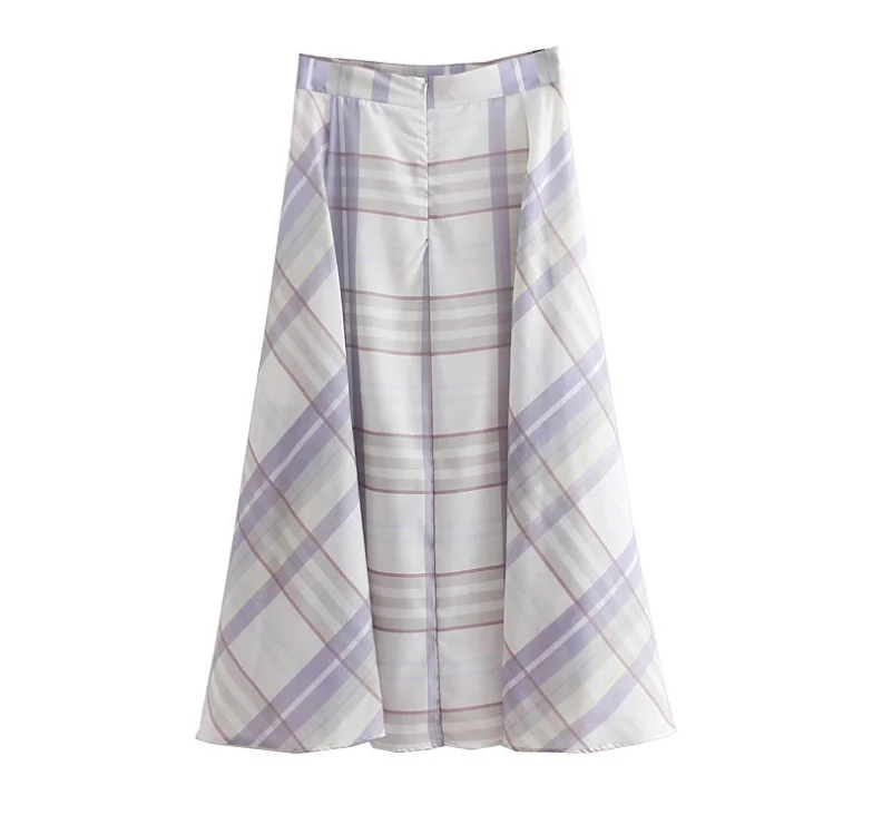 beautiful design casual long summer ladies cotton long Plaid skirts