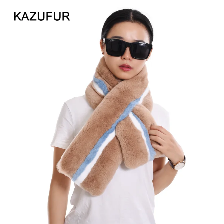 New Fashion Rex Rabbit Fur Scarf For Women Real Fur Scarf