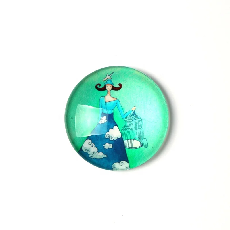 Europe Custom Popular Magnet Princess Illustration Custom Girls Glass Refrigerator Magnets For Promotional Gift