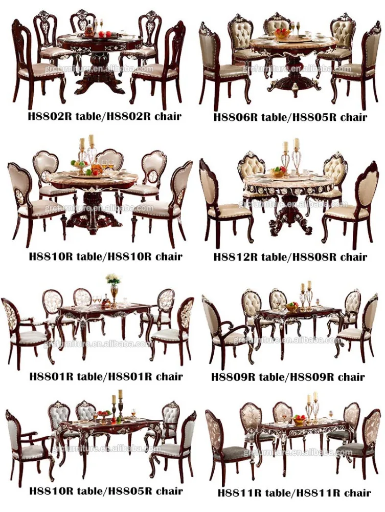 H8811W effezeta antique dining table and chairs dinner set