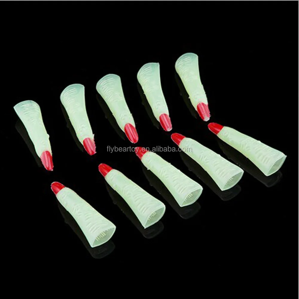 Halloween Party Accessories Glow in Dark Luminous Fluorescent Witch Finger False Nail