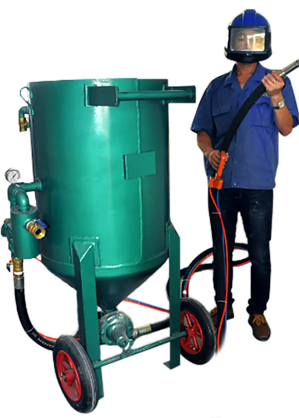 Portable high pressure blast cleaning pot