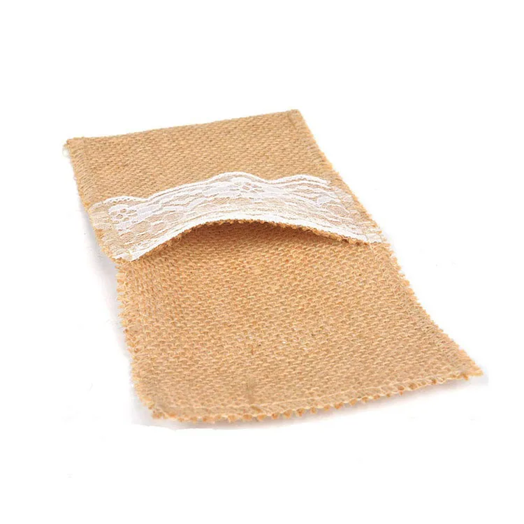 Wedding Decorations Bridal Shower Party Favor Burlap and Lace Cutlery Bags