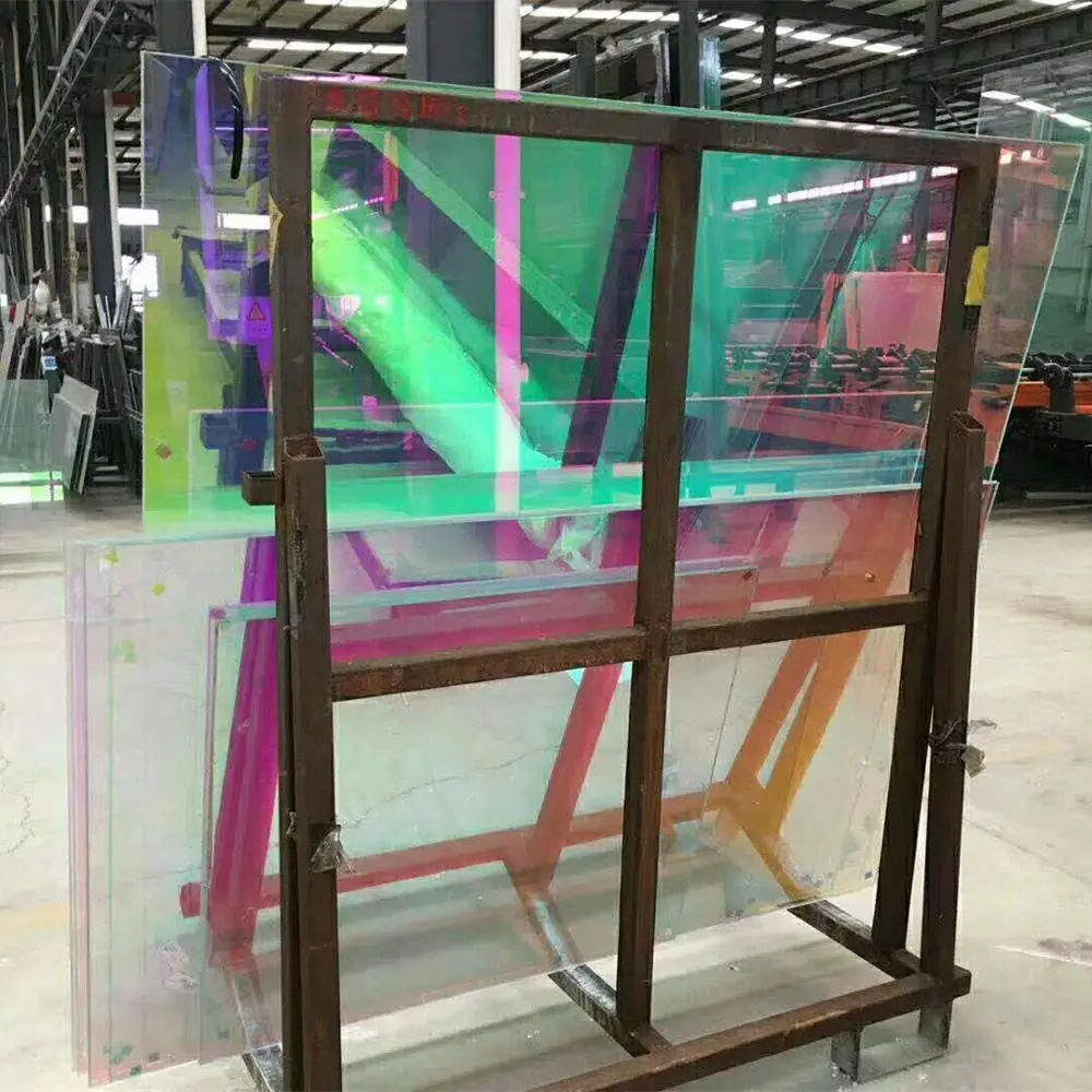 4-19mm coated iridescent reflective glass facade dazzle colored glass