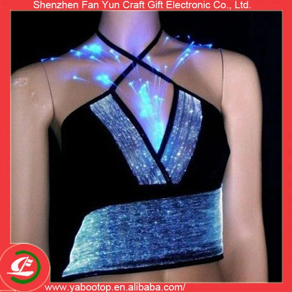 led optical fiber clothes for night club bar and party in stage performance show optic fiber