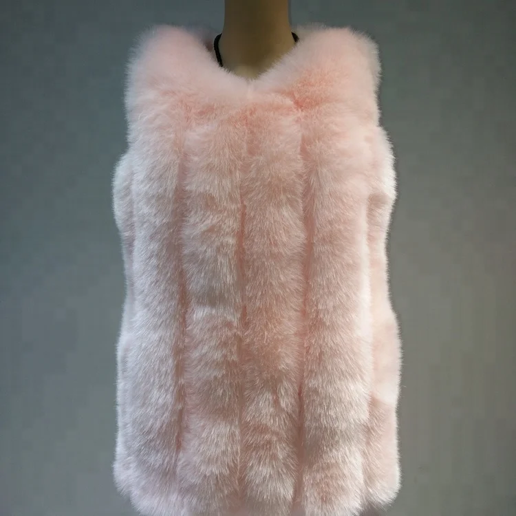 Популярный вязаный женский жилет из меха лисы норки кролика с круглым вырезом