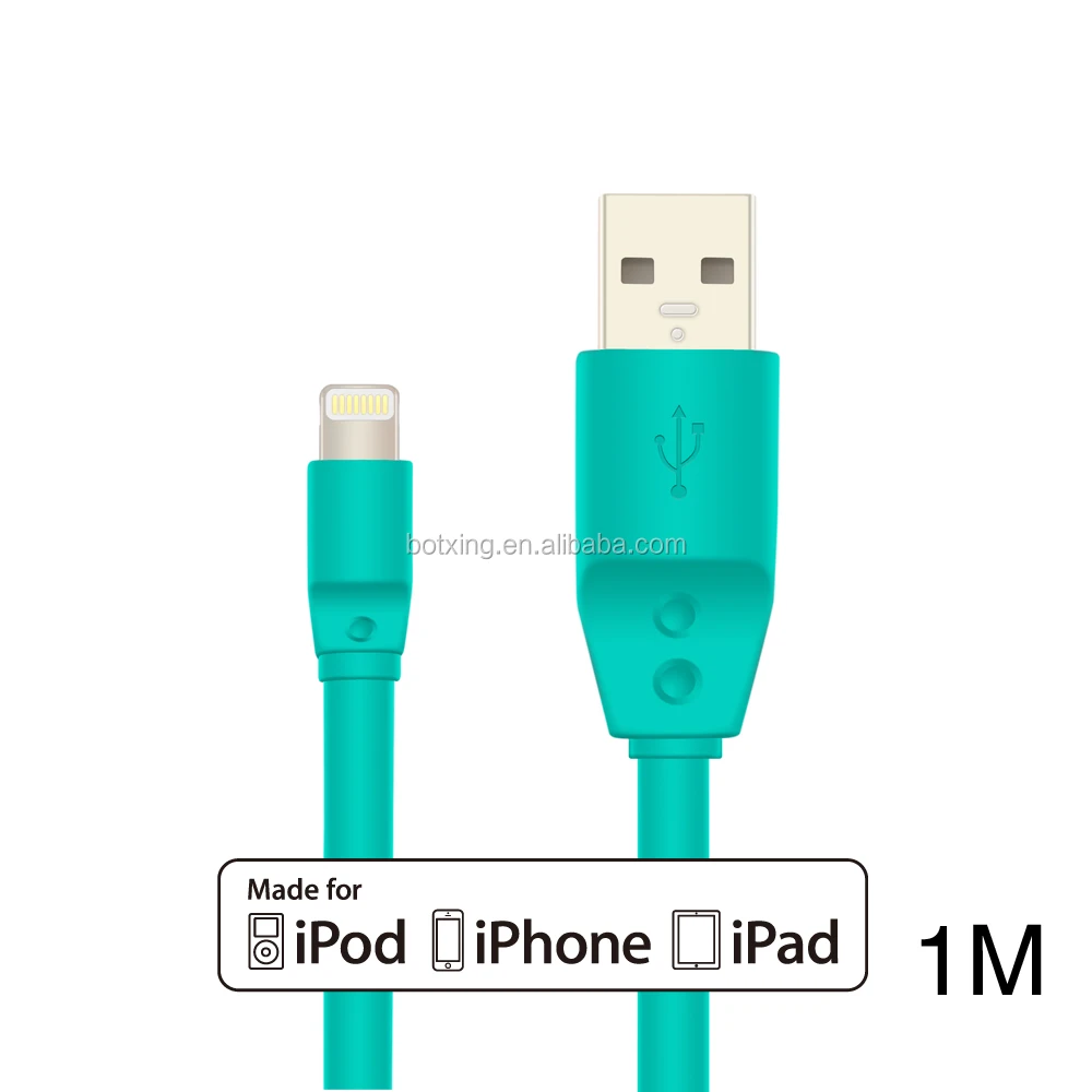 Tangle free 3ft flat MFI USB cable for iphone 8
