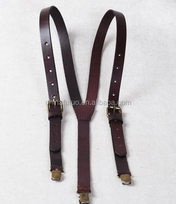fashion leather suspender for men- genuine leather suspender