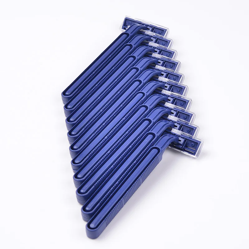 twin blade disposable razor with blue plastic handle for whole sale