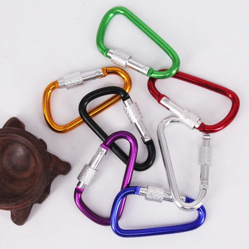 Outdoor Camping Equipment Keychain Hooks Locking D Quickdraw Carabiner Clip