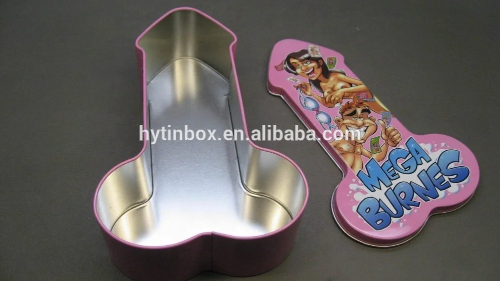 sexual game products & sex toy packaging tin box in penis shape
