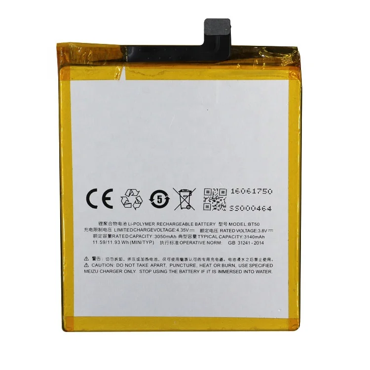 100% oem long durable stable capacity smartphone BT50 battery for Meizu Metal 3050mah 3.8v