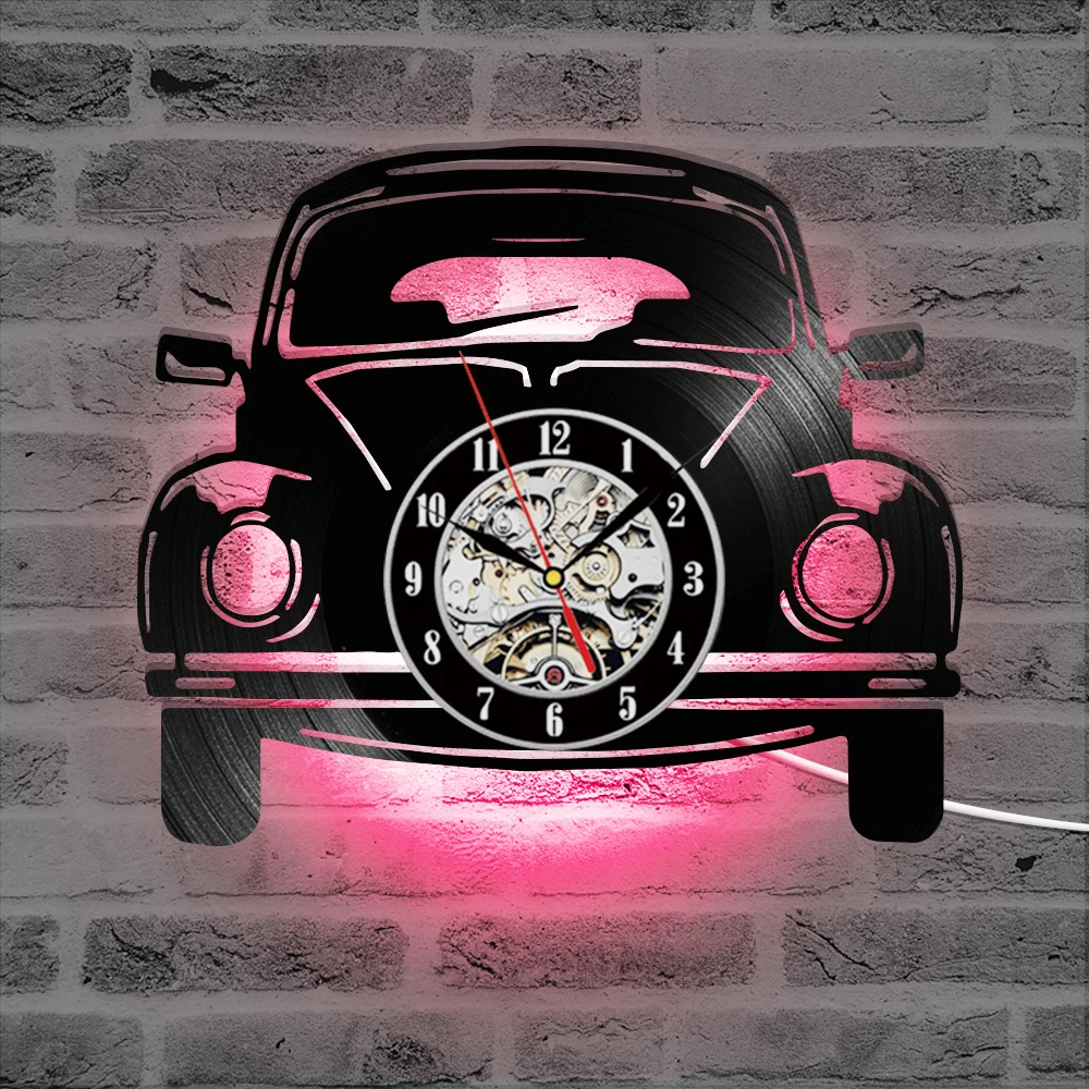 Preciser Hollow 3D Car Vinyl Record Clock Creative Antique Style Hanging Clock Classic Home Decoration Wall Clock