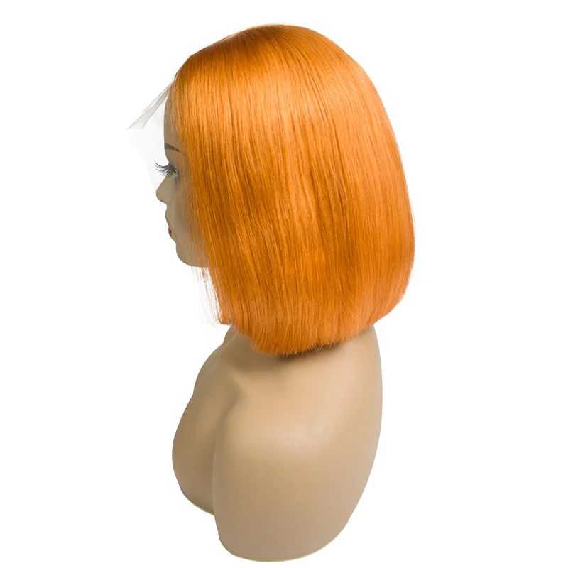 
Top selling 2019 Morein remy hair 100 human hair Lace Front bob orange wig 