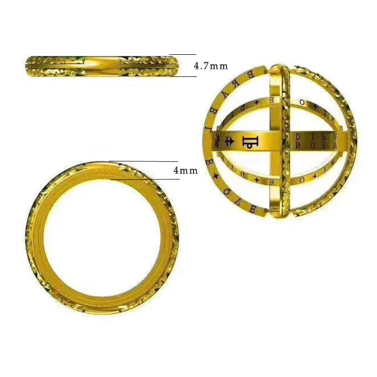 
New Design Foldable Cosmic Couple Finger Ring Astronomical Sphere Ball Ring Brass Jewelry Pendant 