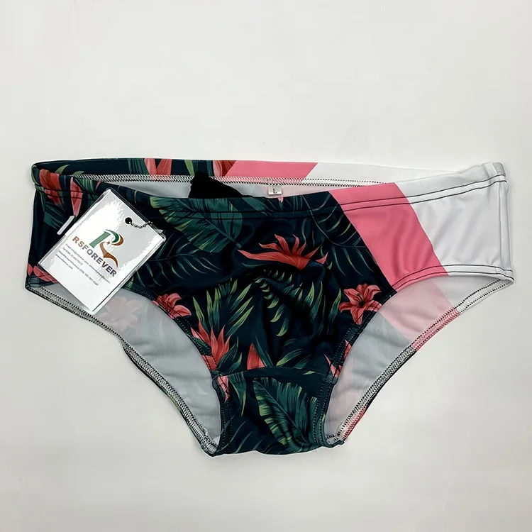 Floral Sublimation Print Sexy Mens Swim Brief Lycra Swimwear