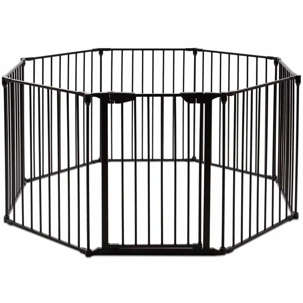 
8 panels foldable metal baby playpen baby enclosure baby safety barrier pets safety gate fireplace safety fence 