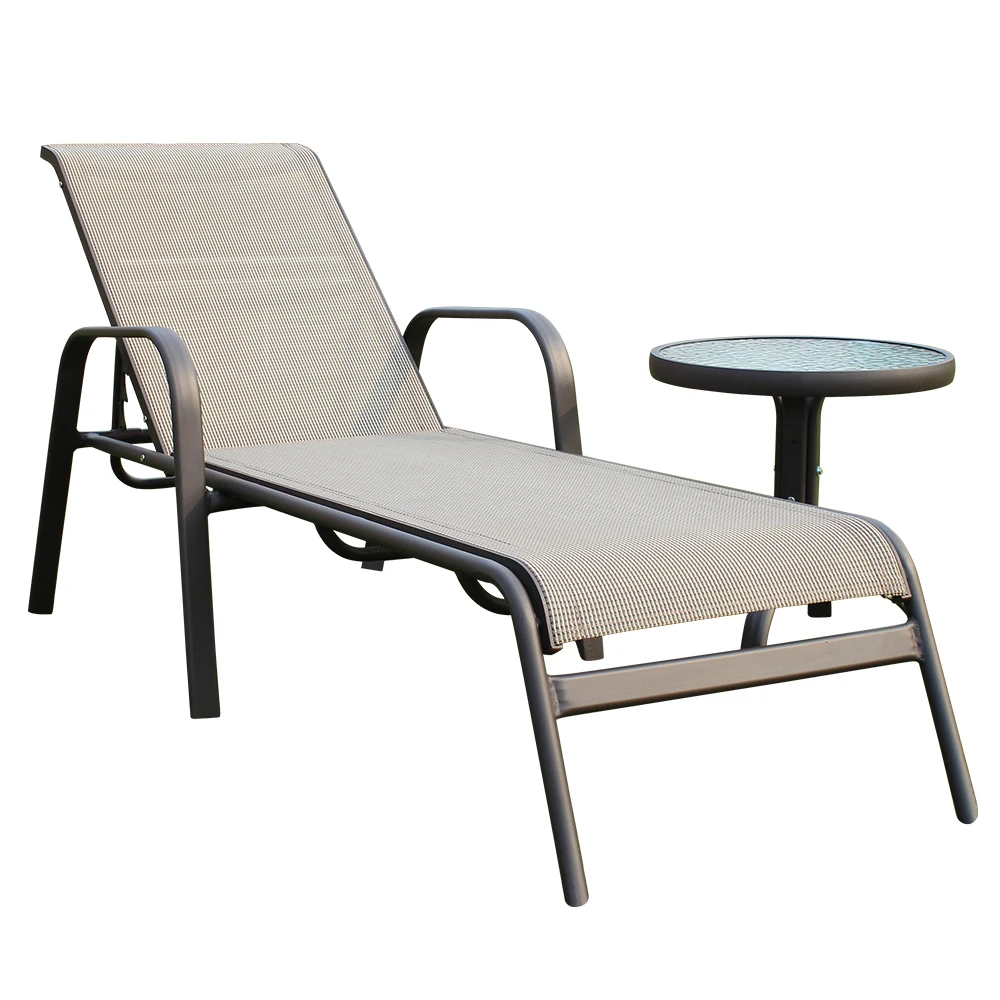 Good Quality Aluminium Backyard Sun Lounger Beach Sunbathing Chair Stackable Swimming Pool Furniture