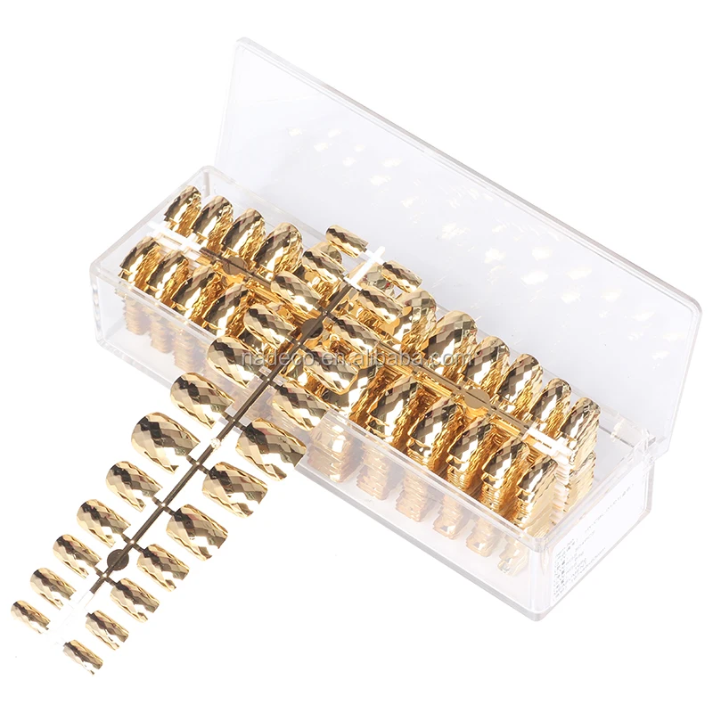 
Fashionable New Arrived Metal False Nails Golden Metallic Fingernails Plastic Nail Art 