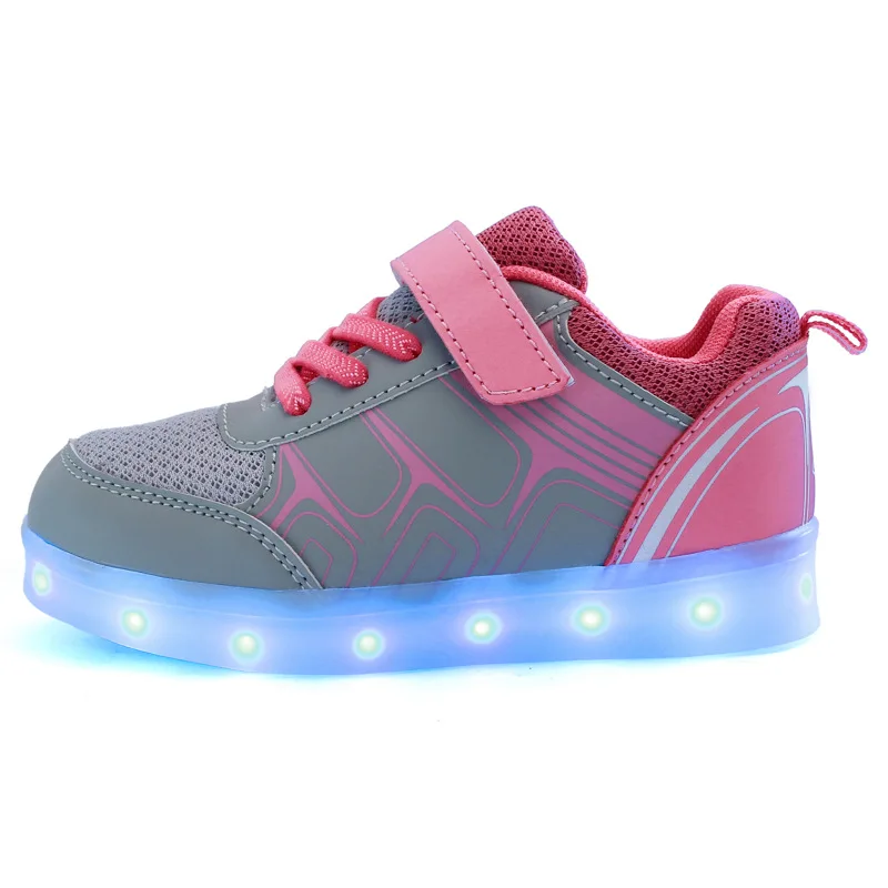 2017 Newest Fancy Cheap USB Charging Colorful LED Light Children Shoes Kids Running Shoes
