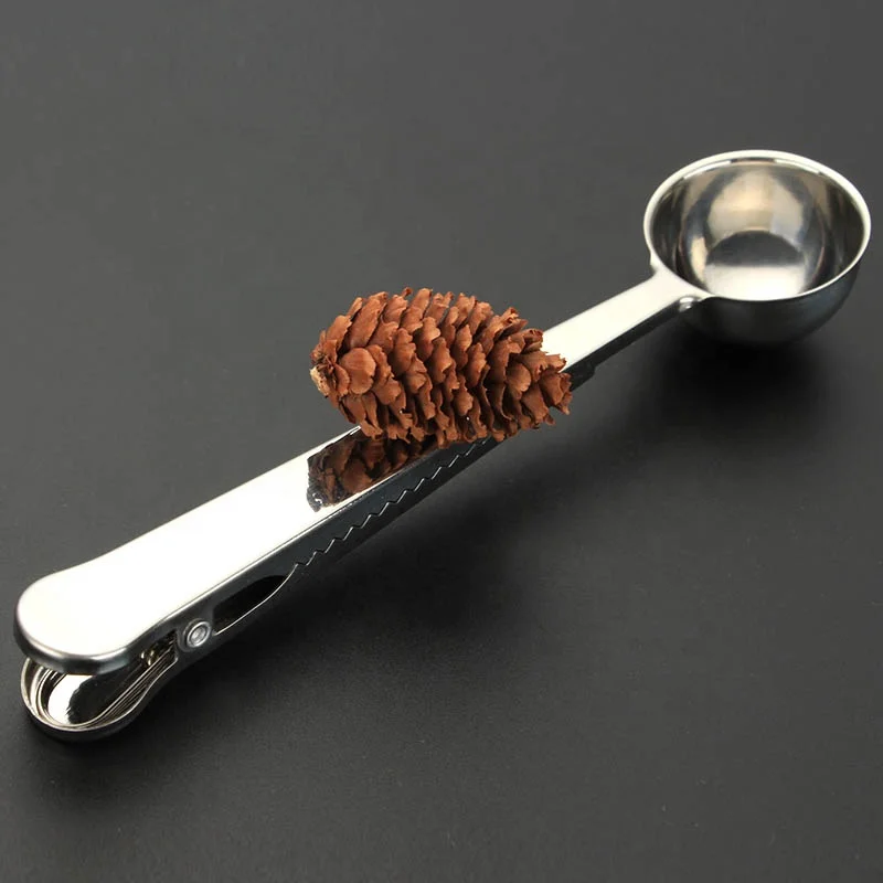 High quality silver gold color  Stainless Steel Coffee Scoop with Bag Clip