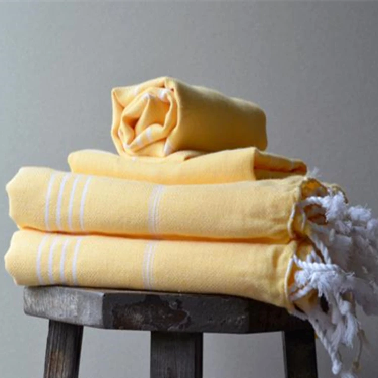 China Suppliers Light Weight Stripe 100% Cotton Turkish Beach Towel With Tassel