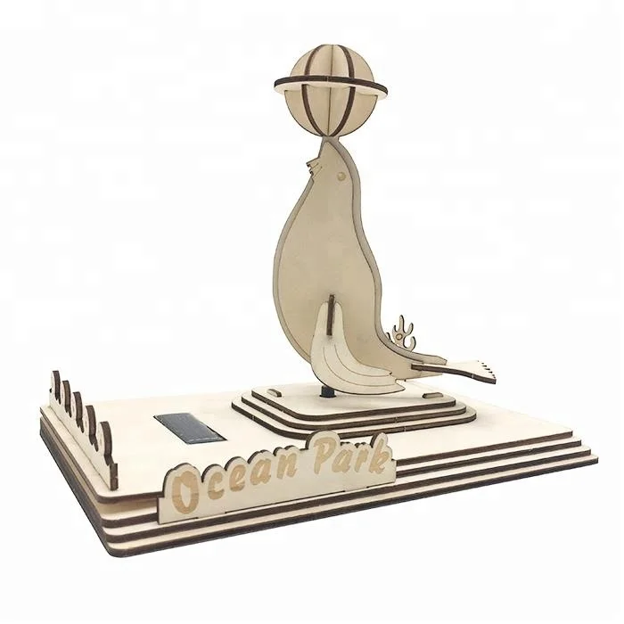 Деревянная игрушка-Пазл «Морской лев» на солнечных батареях